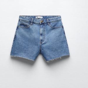 ZARA high rise denim shorts mid-blue